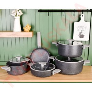 سرویس قابلمه و تابه گرانیتی 9 پارچه پرارین مدل ESTIMA کد 4320